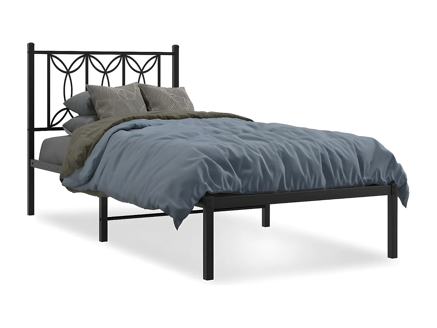 Estrutura de cama com cabeceira 80x200 cm metal preto
