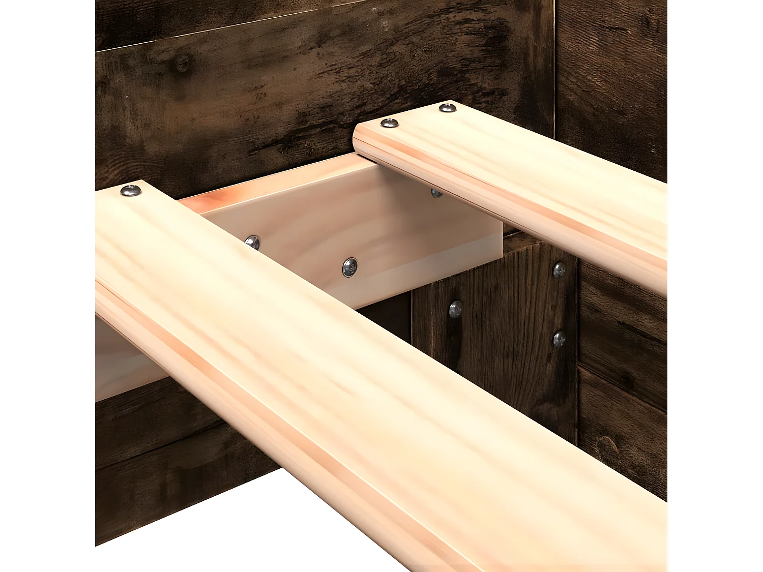 Estrutura cama 90x190 cm derivados de madeira carvalho fumado