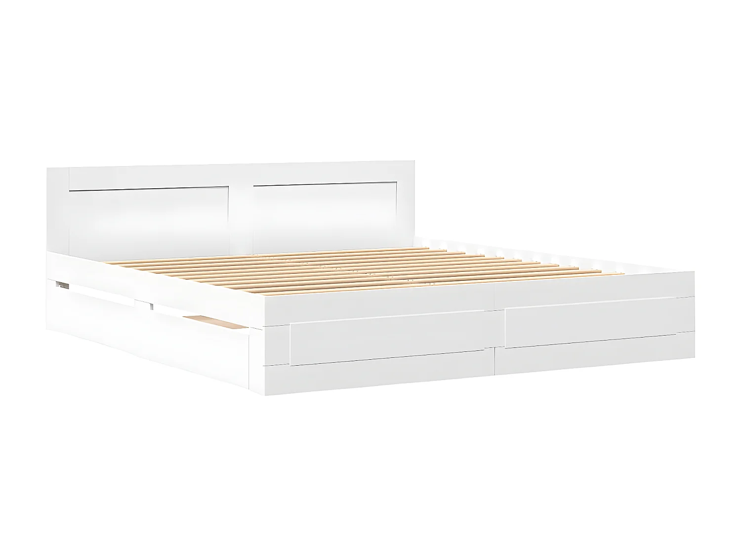 Cadre de lit avec tête de lit blanc 200x200cm bois d'ingénierie