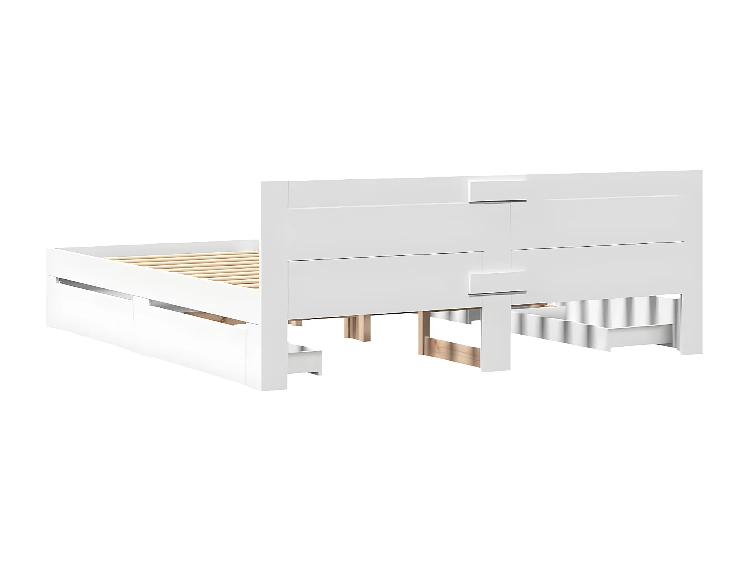 Cadre de lit avec tête de lit blanc 200x200cm bois d'ingénierie