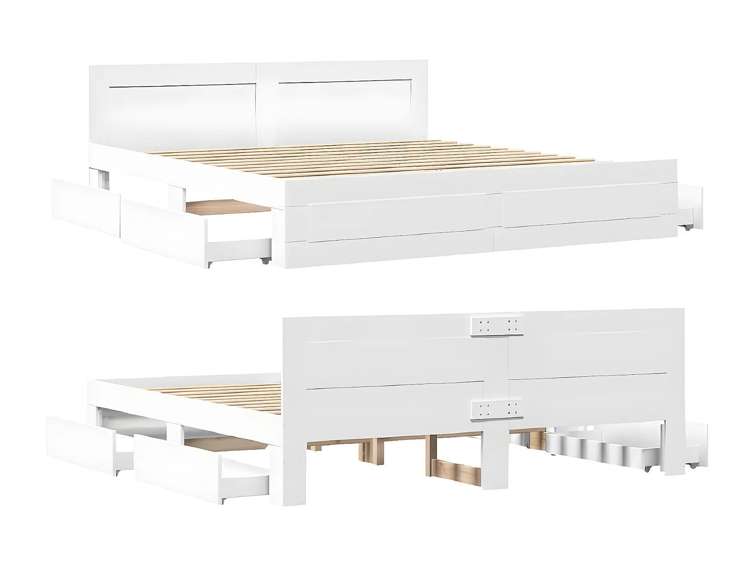 Estrutura cama c/ cabeceira 200x200 cm derivados madeira branco