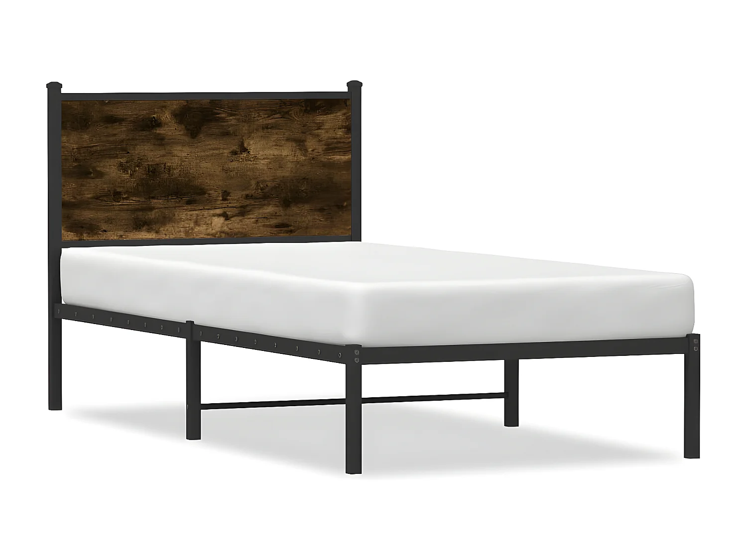 Estrutura de cama com cabeceira 75x190 cm metal carvalho fumado