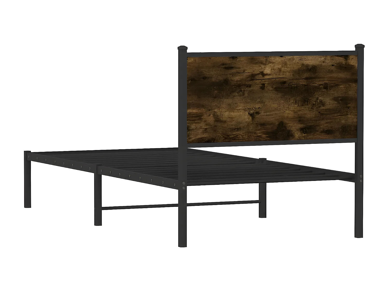 Estrutura de cama com cabeceira 75x190 cm metal carvalho fumado