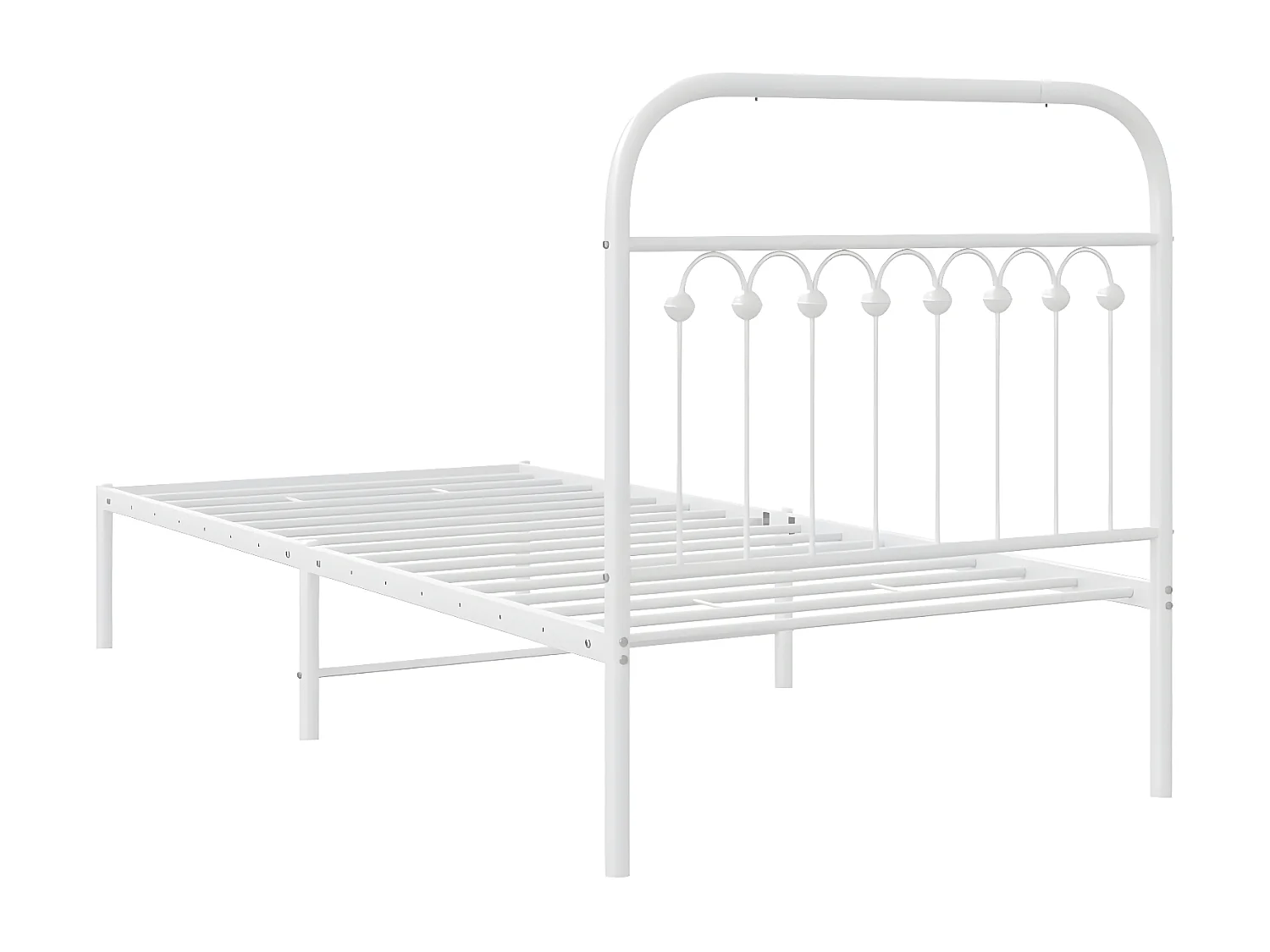 Estructura de cama de metal con cabecero blanco 90x200 cm