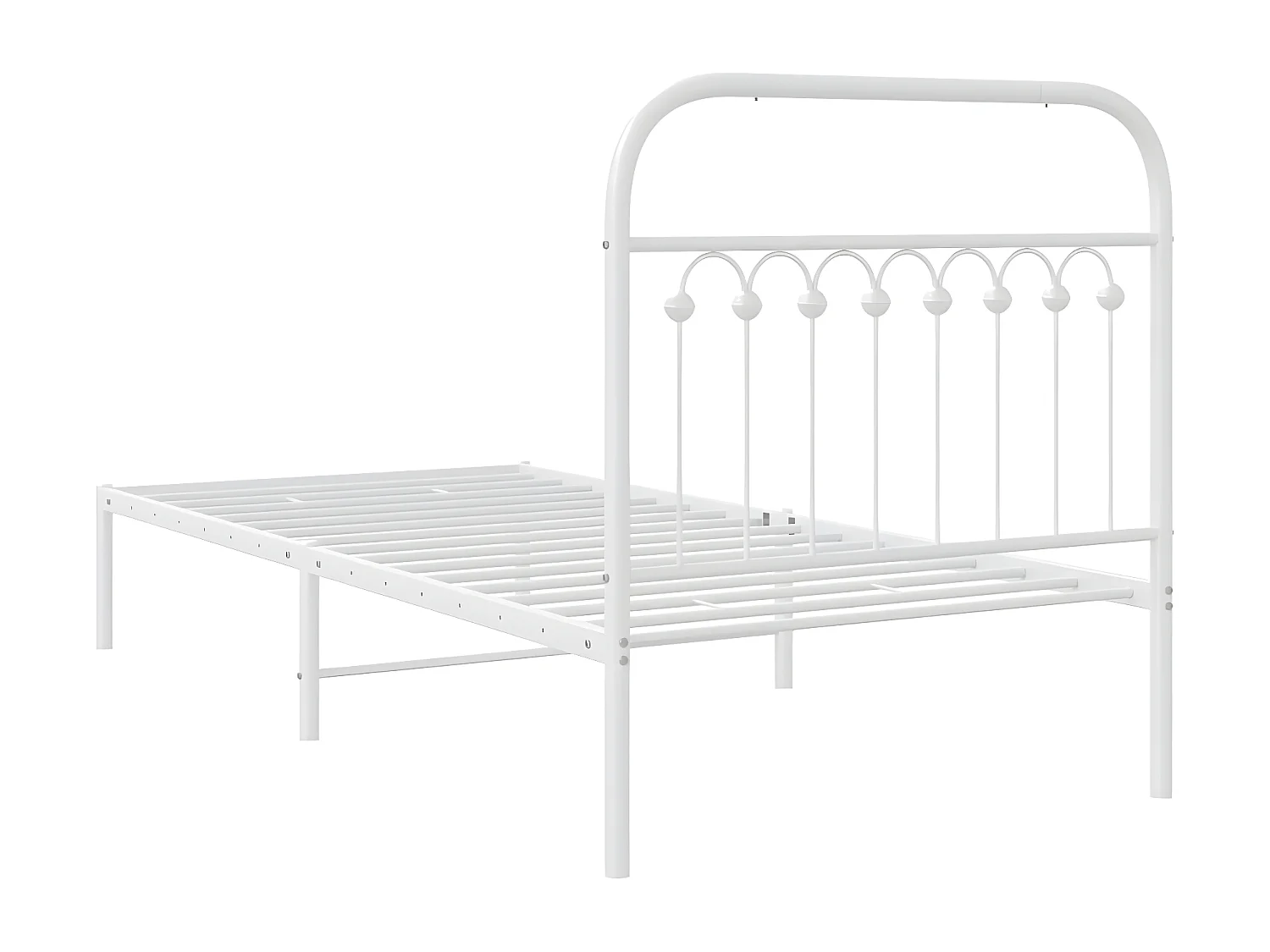 Estructura de cama de metal con cabecero blanco 90x200 cm