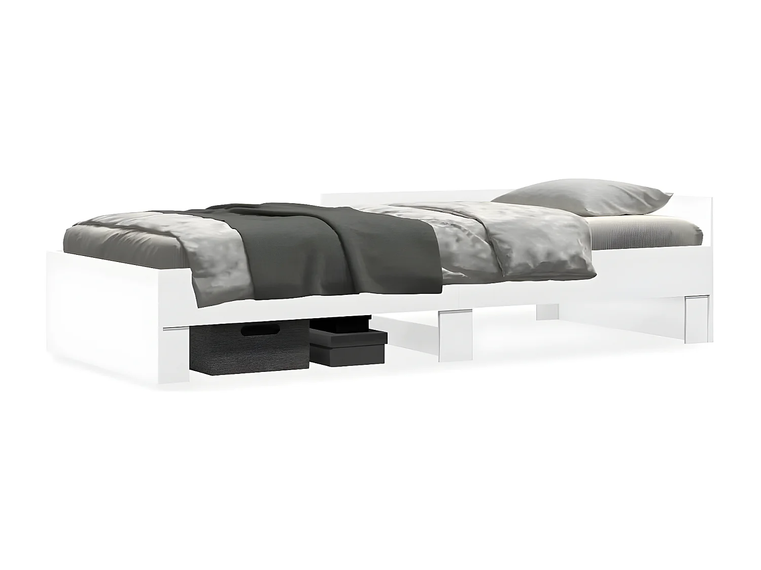 Cadre de lit blanc 75x190 cm bois d'ingénierie