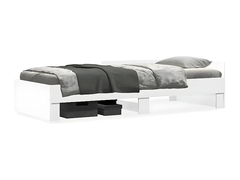 Cadre de lit blanc 75x190 cm bois d'ingénierie