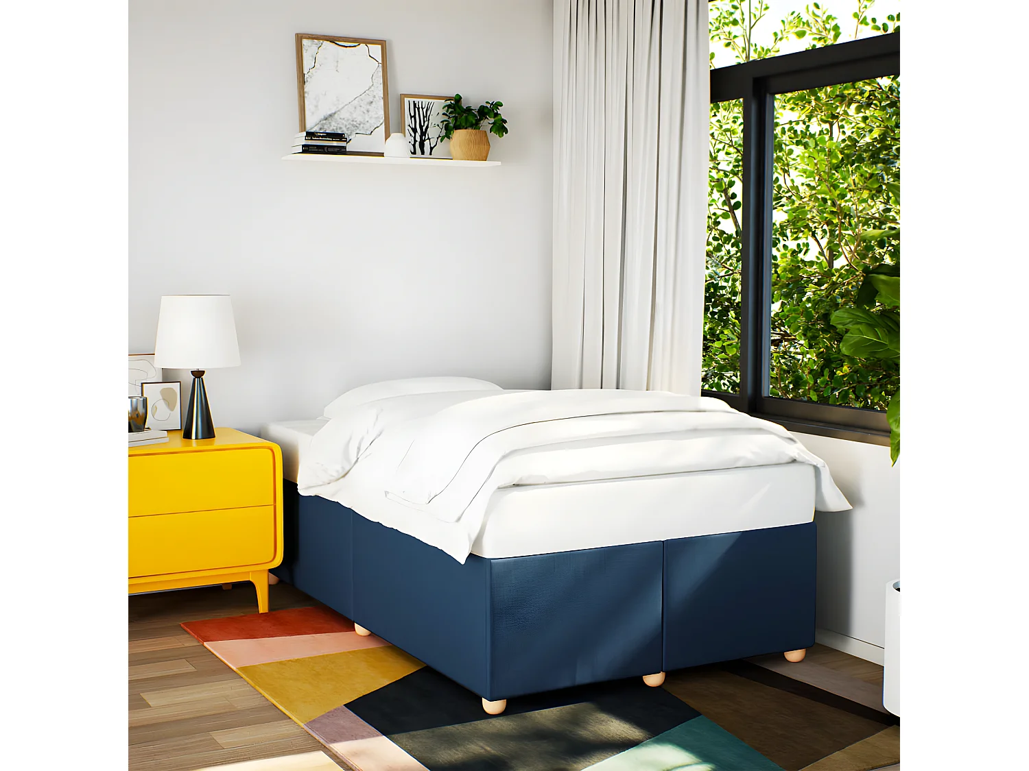 Estrutura de cama 120x200 cm tecido azul