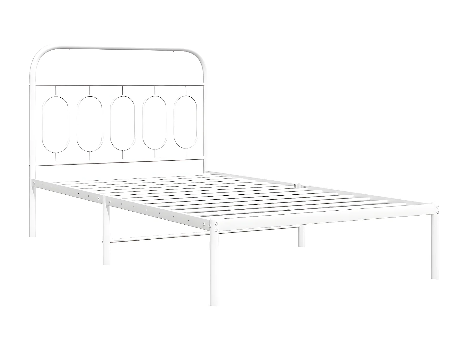 Estructura de cama de metal con cabecero blanco 100x190 cm