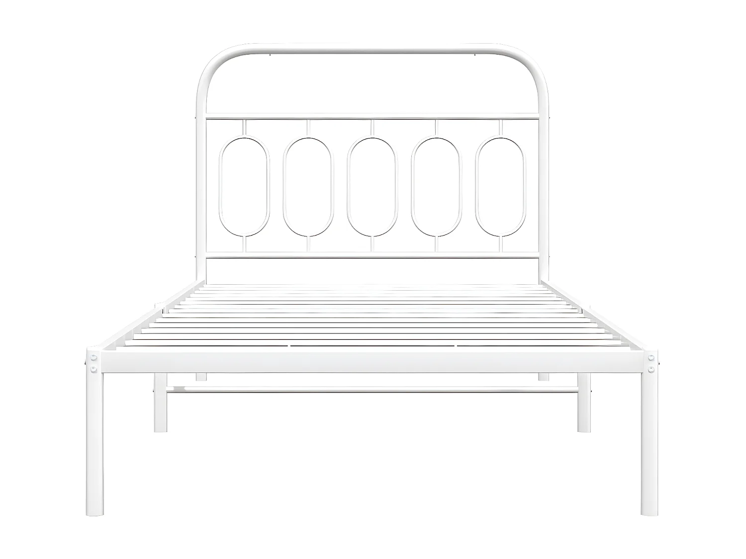 Estructura de cama de metal con cabecero blanco 100x190 cm