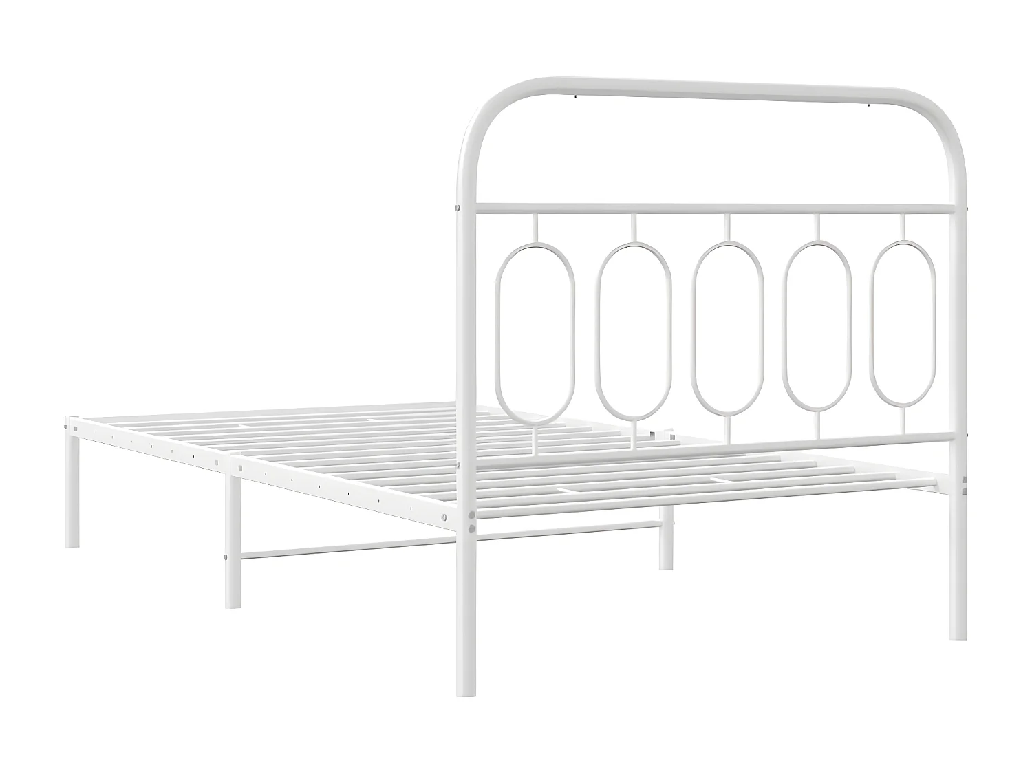 Estructura de cama de metal con cabecero blanco 100x190 cm