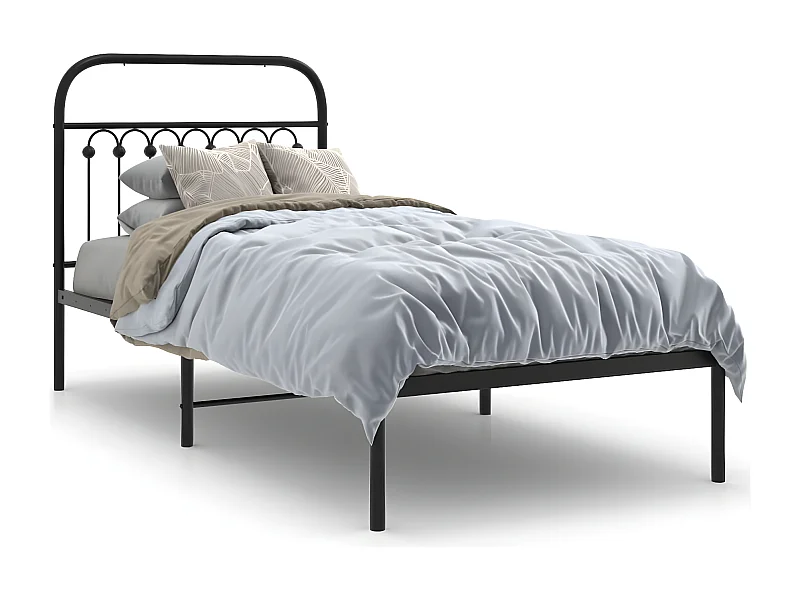Estructura de cama con cabecero metal negro 90x190 cm