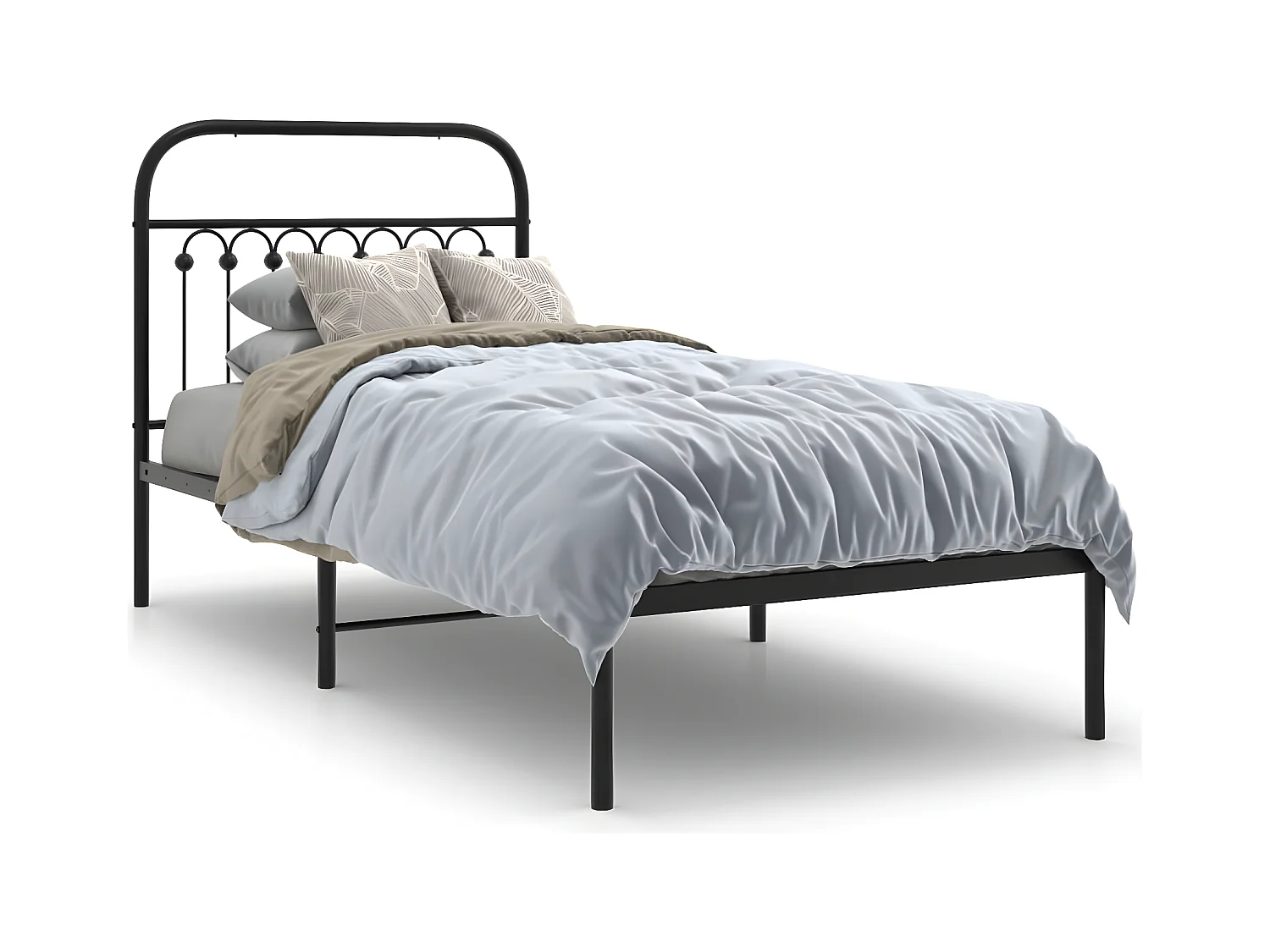 Estructura de cama con cabecero metal negro 90x190 cm