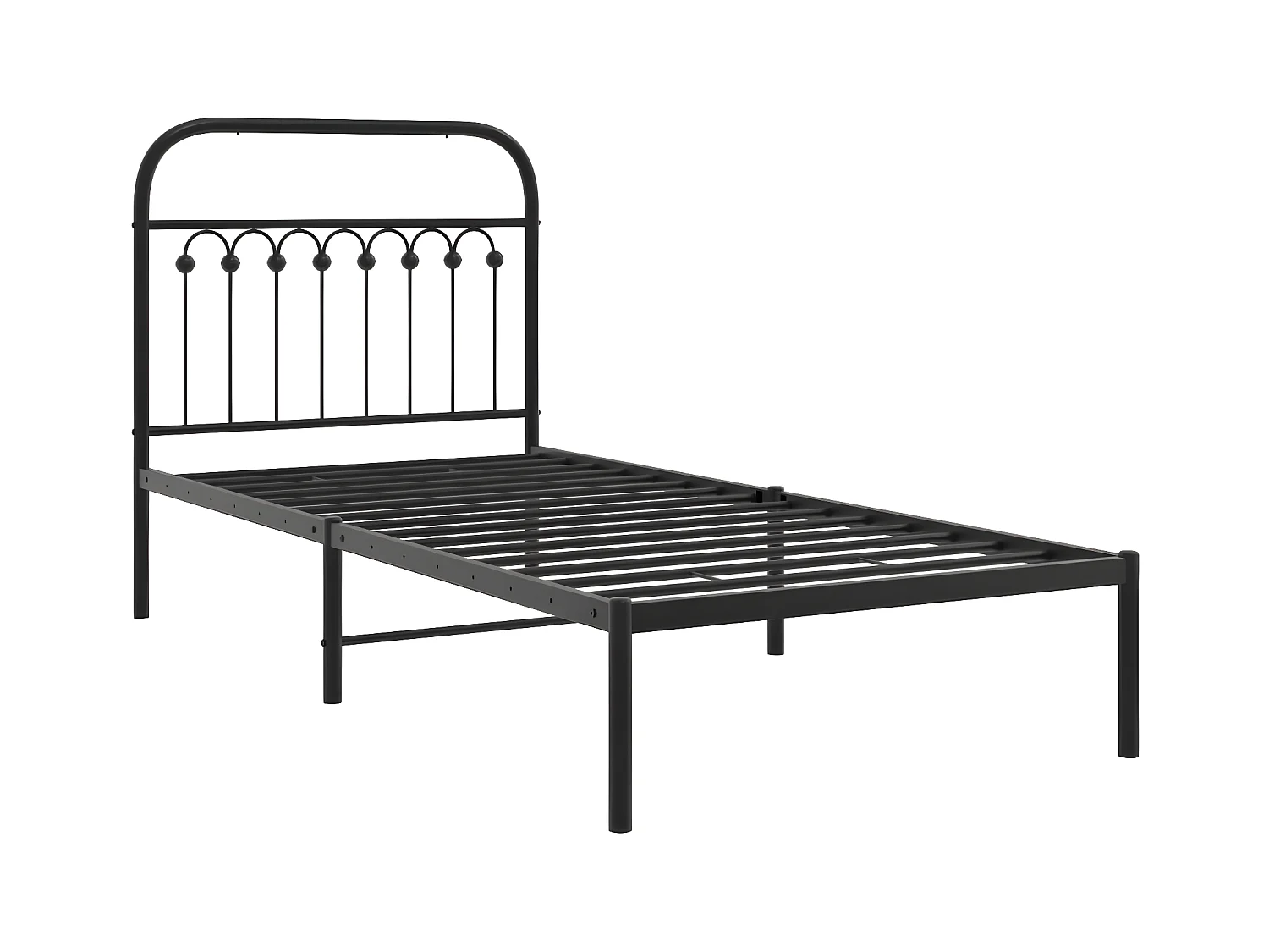 Estructura de cama con cabecero metal negro 90x190 cm