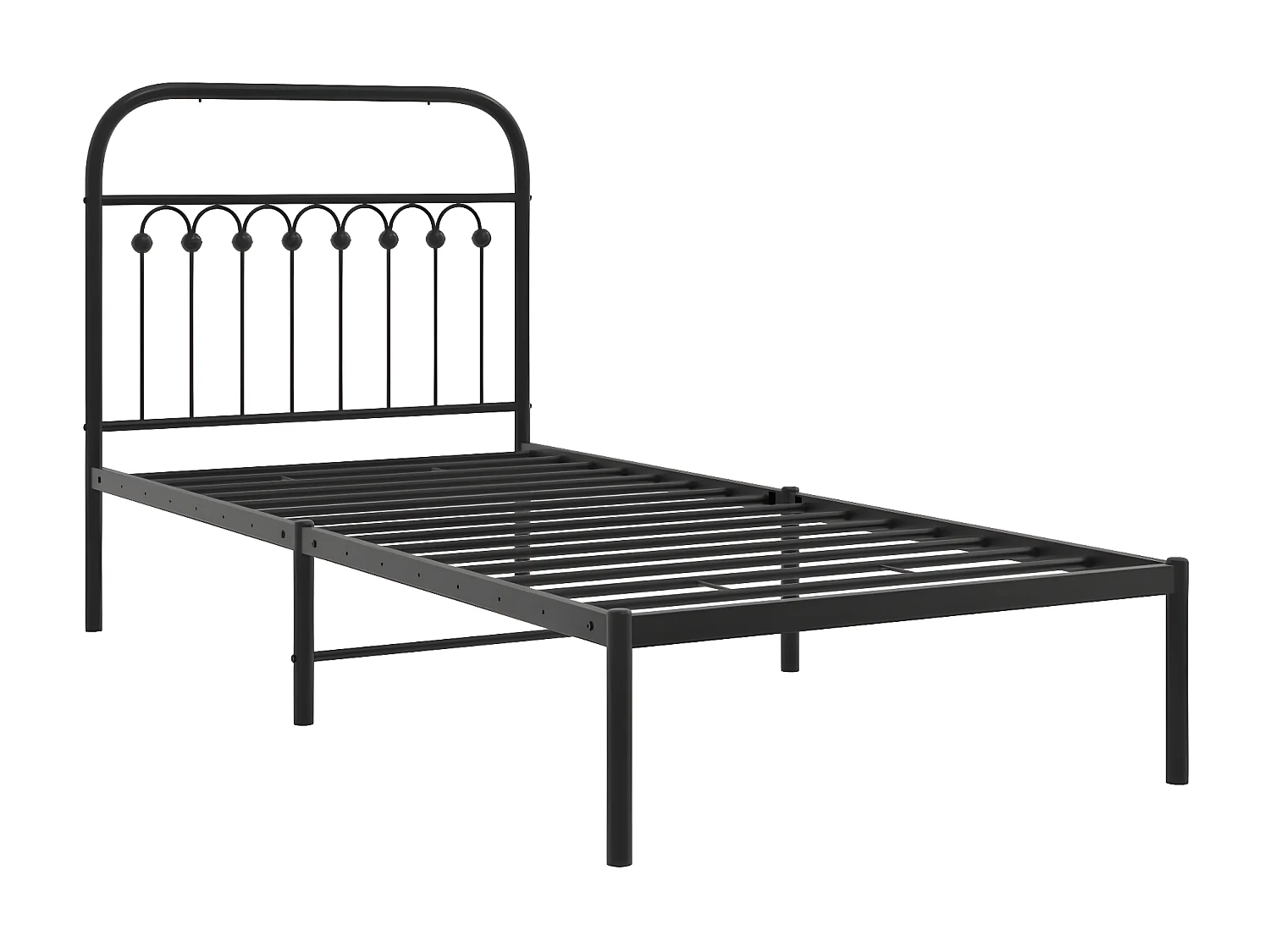 Cadre de lit métal avec tête de lit noir 90x190 cm