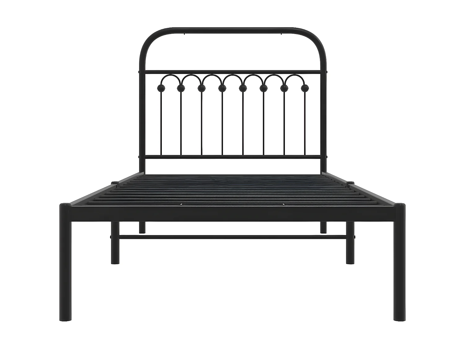 Cadre de lit métal avec tête de lit noir 90x190 cm