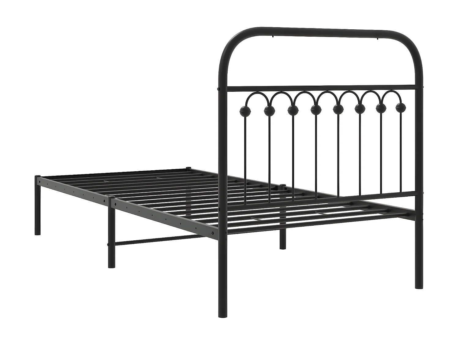 Cadre de lit métal avec tête de lit noir 90x190 cm