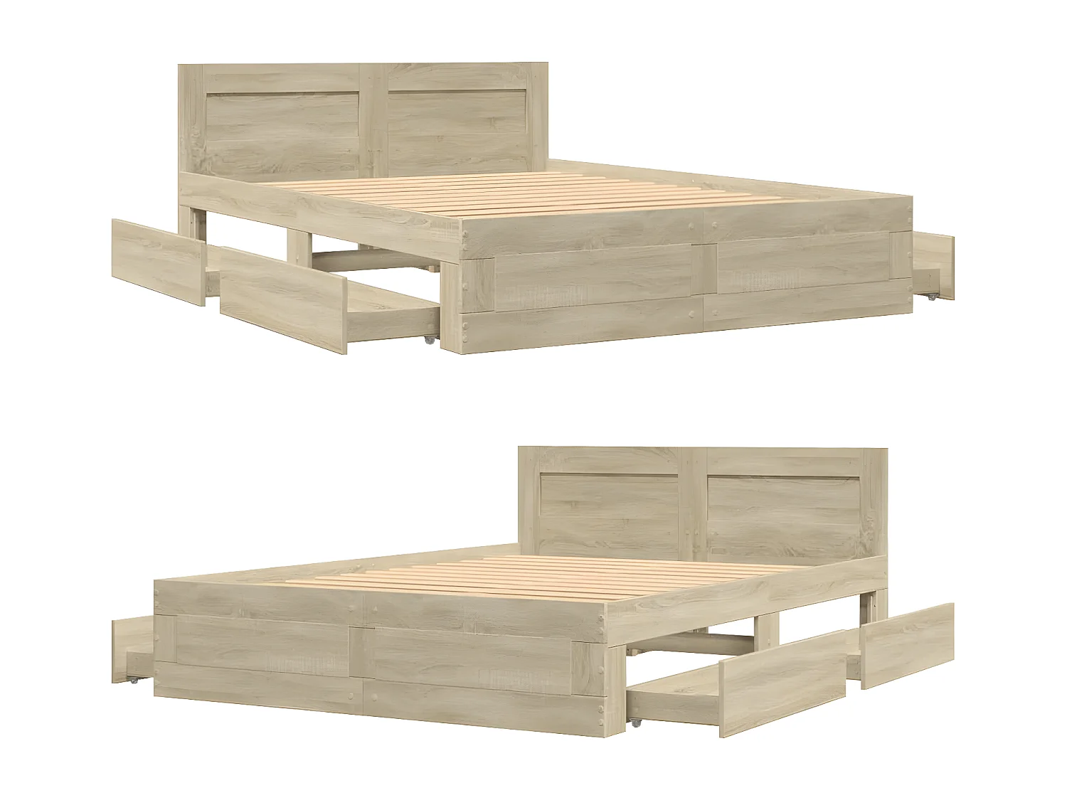 Cadre de lit avec tête de lit chêne sonoma 140x200 cm