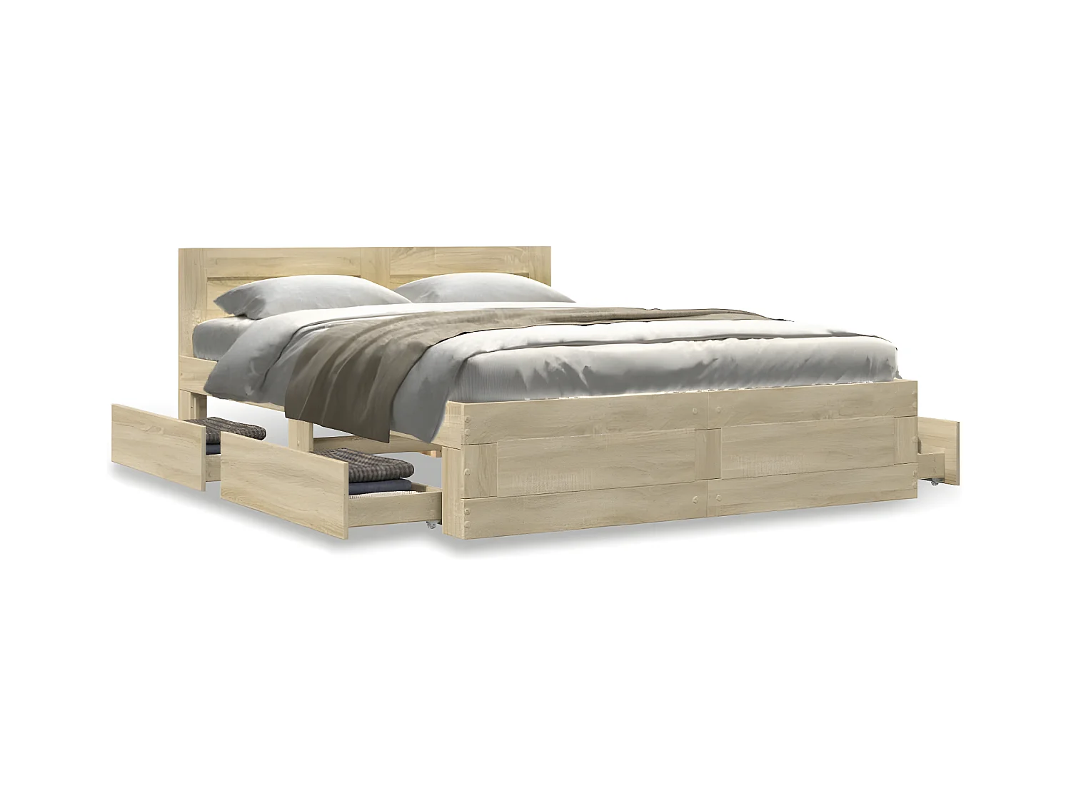 Cama con cabecero madera de ingeniería roble Sonoma 140x200 cm