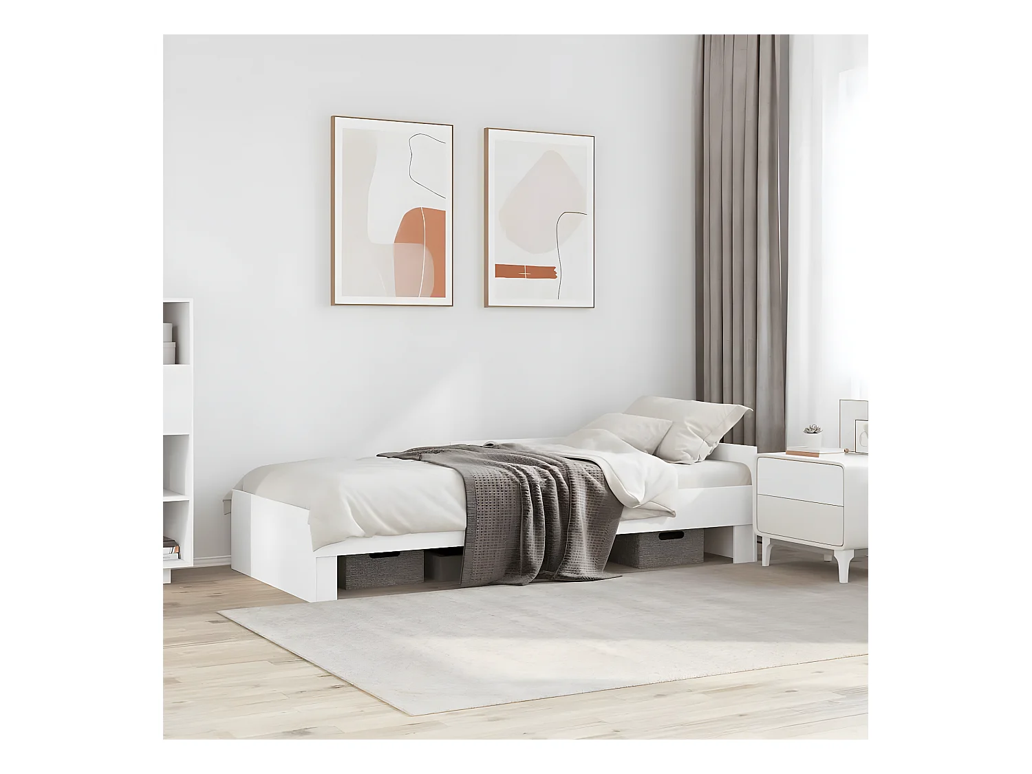 Estrutura de cama 90x190 cm derivados de madeira branco