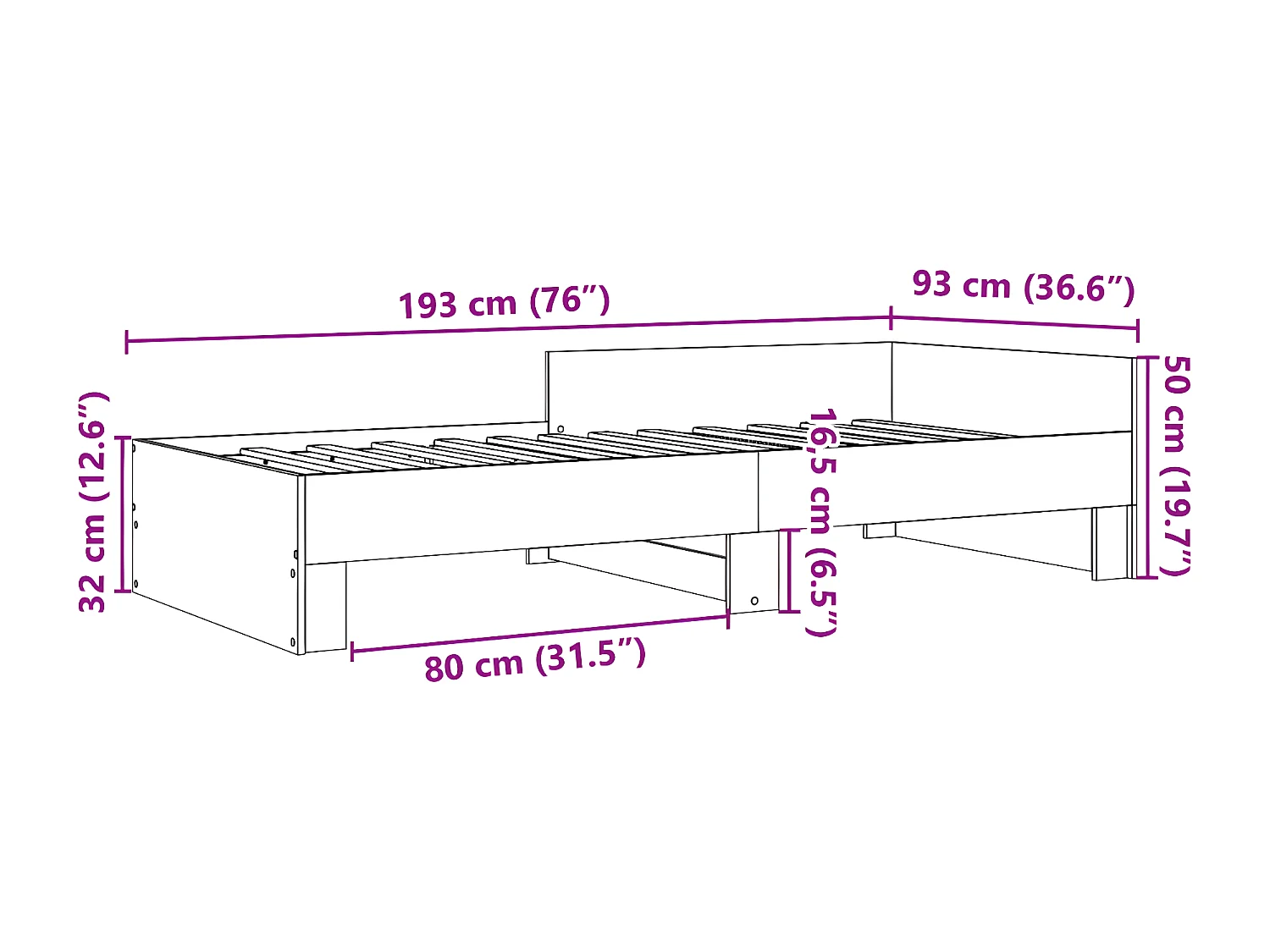 Estructura de cama madera de ingeniería blanca 90x190 cm