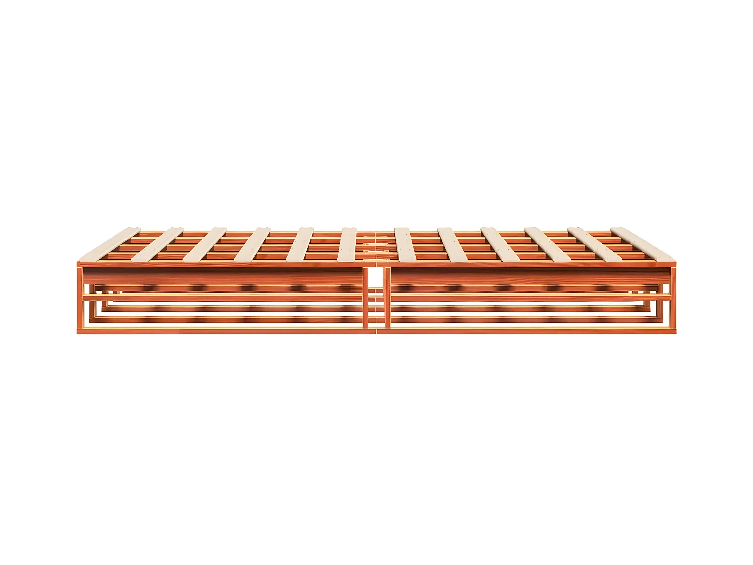 Cama sin colchón madera maciza de pino marrón cera 160x200 cm