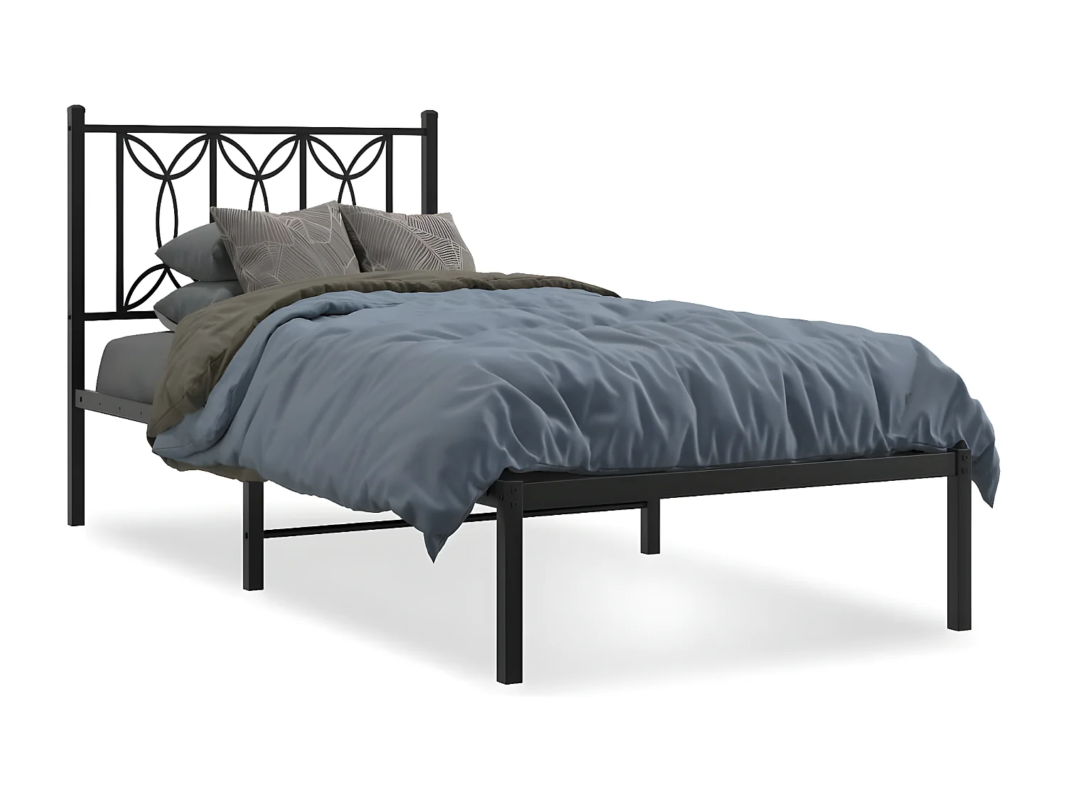 Estructura de cama con cabecero metal negro 90x200 cm