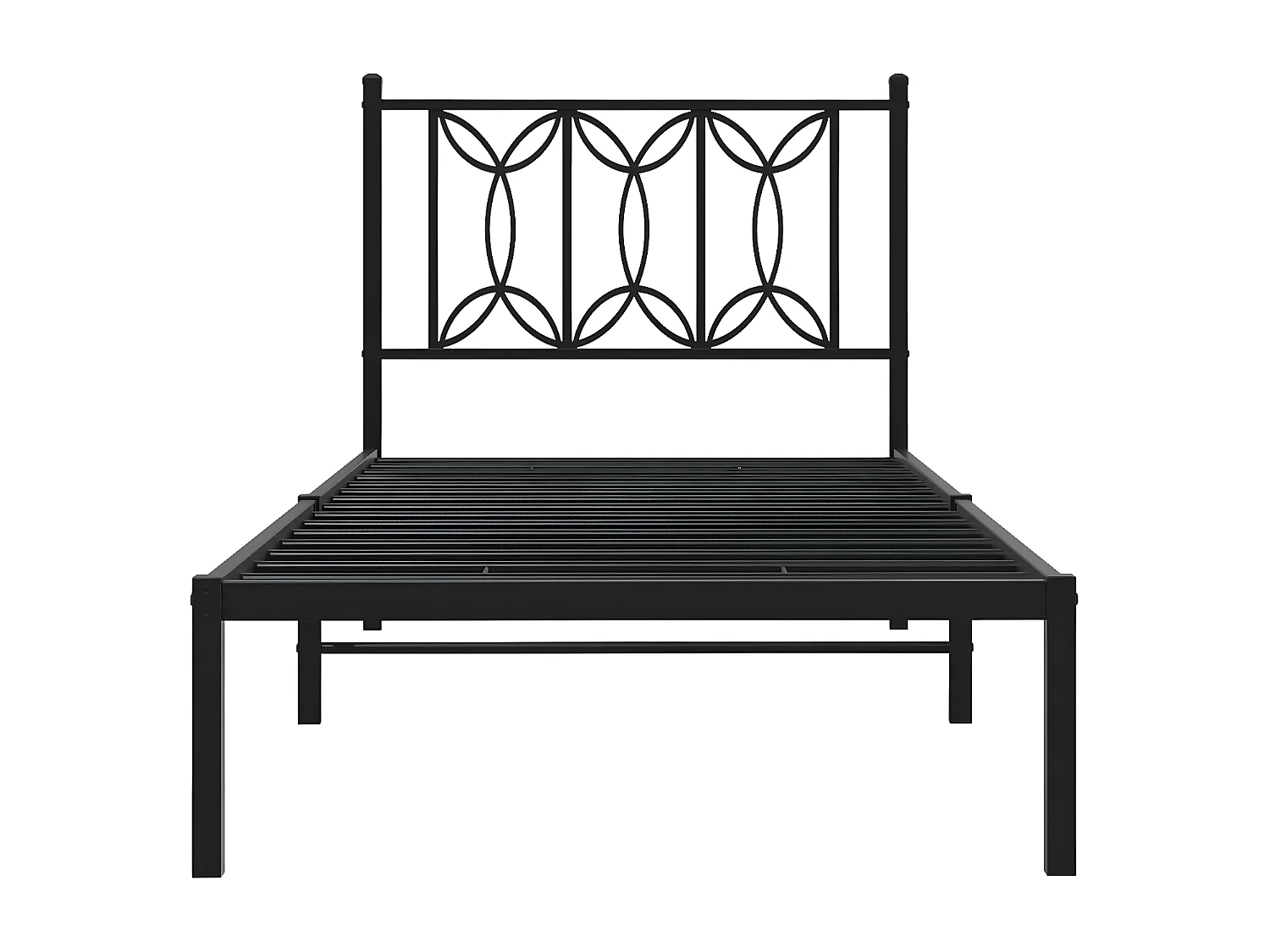Estructura de cama con cabecero metal negro 90x200 cm