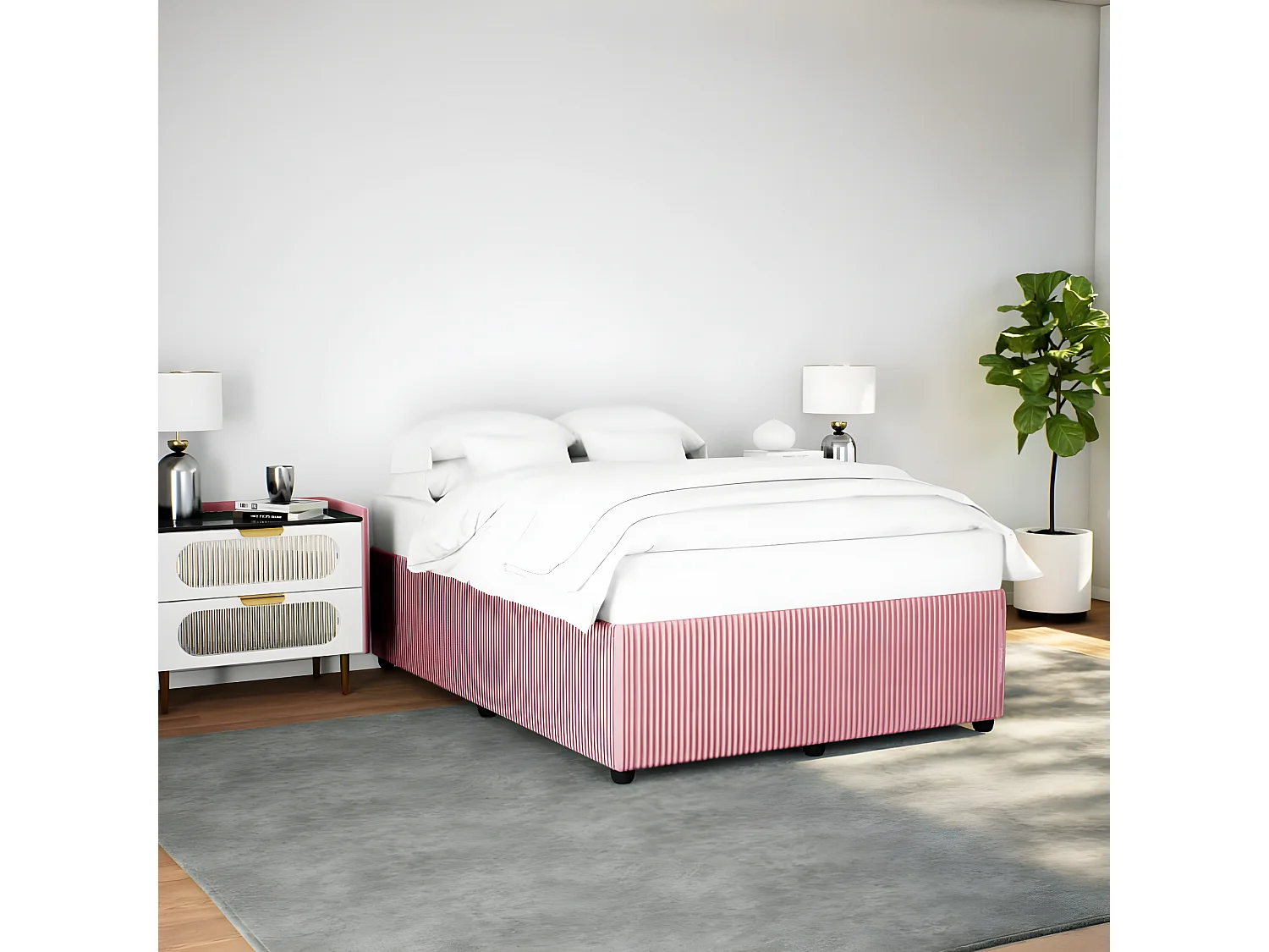 Estrutura de cama 160x200 cm veludo rosa