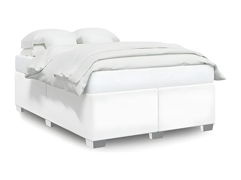 Estructura de cama de cuero sintético blanco 160x200 cm