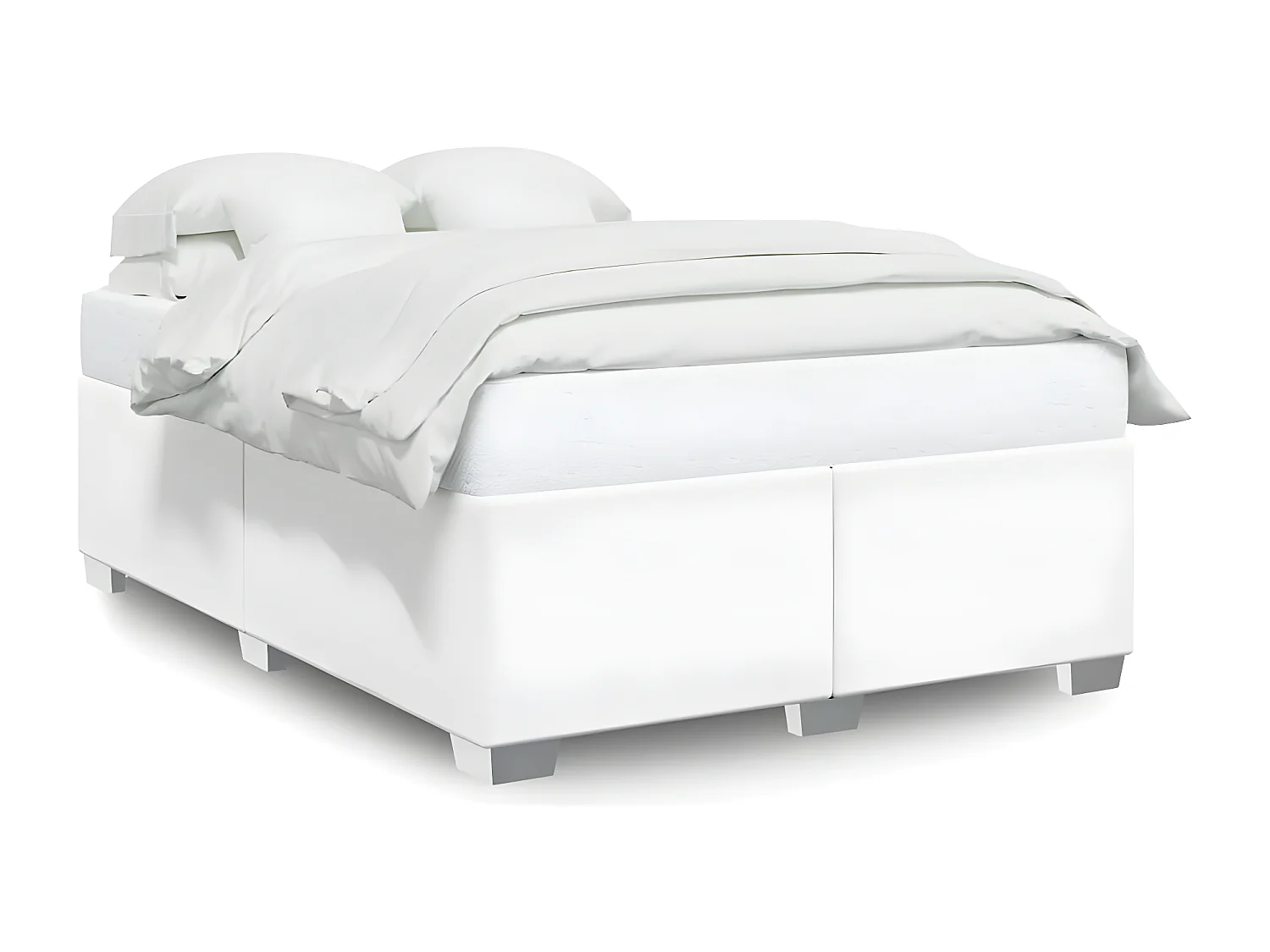Estructura de cama de cuero sintético blanco 160x200 cm