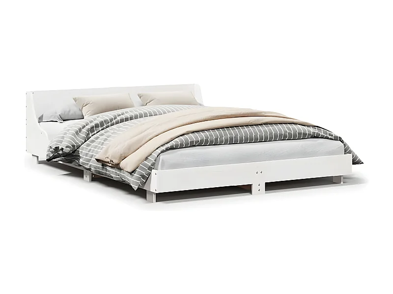 Cadre de lit sans matelas blanc 120x190 cm bois de pin massif