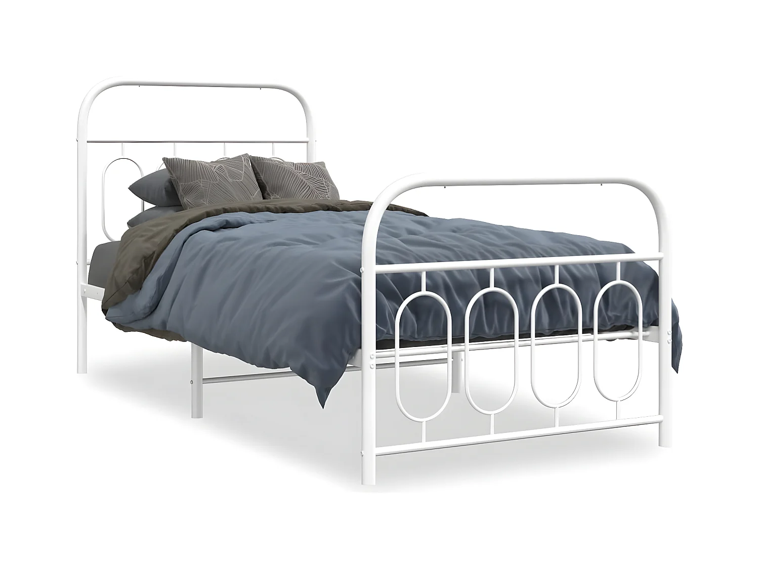Estructura cama metal con cabecero y pie cama blanca 90x190 cm