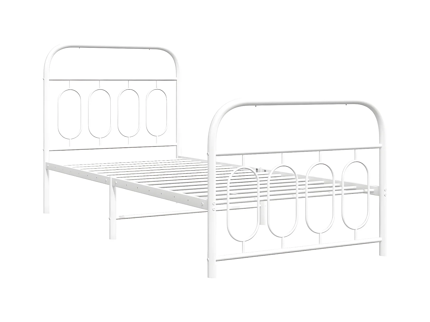 Estructura cama metal con cabecero y pie cama blanca 90x190 cm