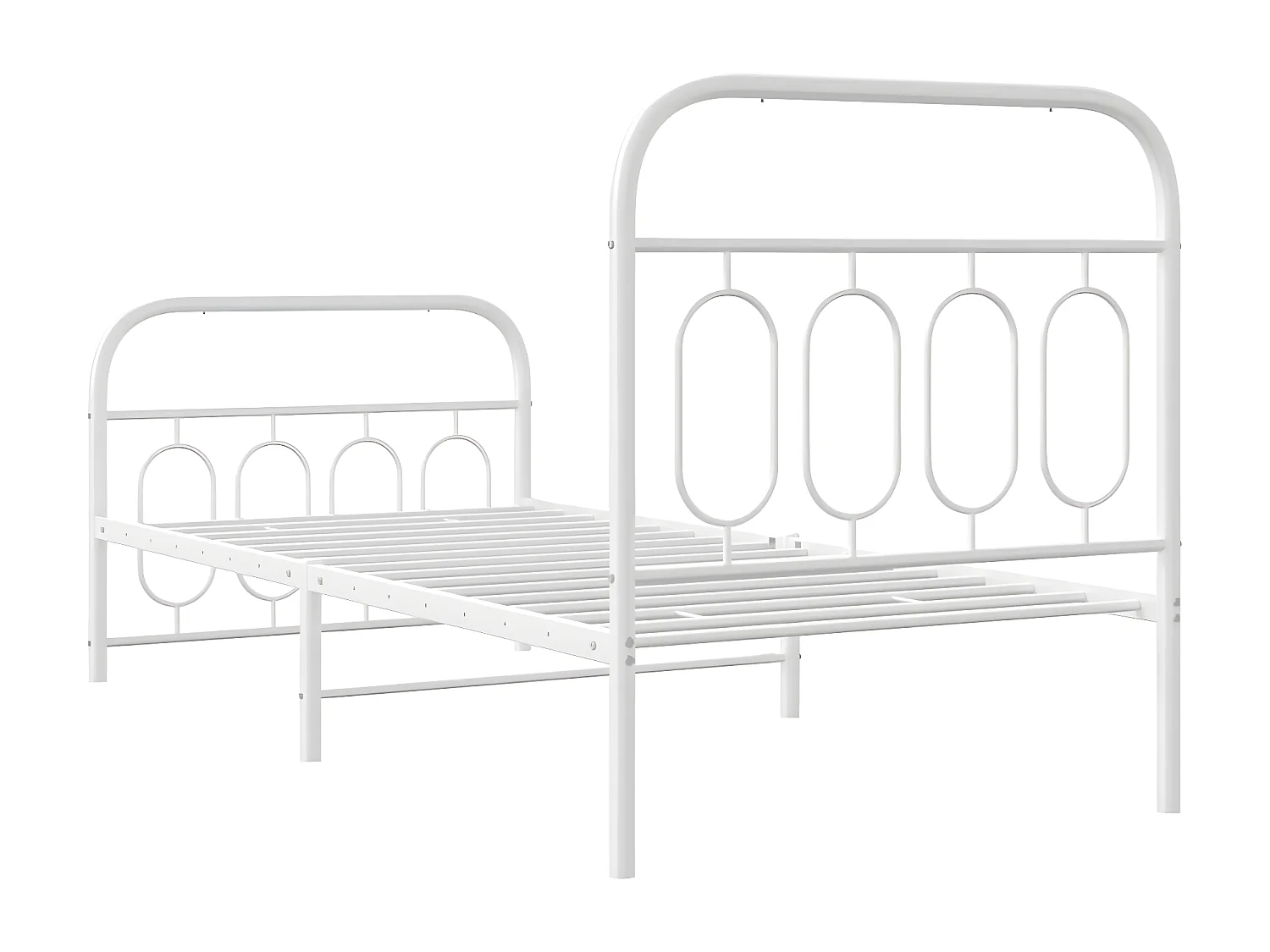 Estructura cama metal con cabecero y pie cama blanca 90x190 cm