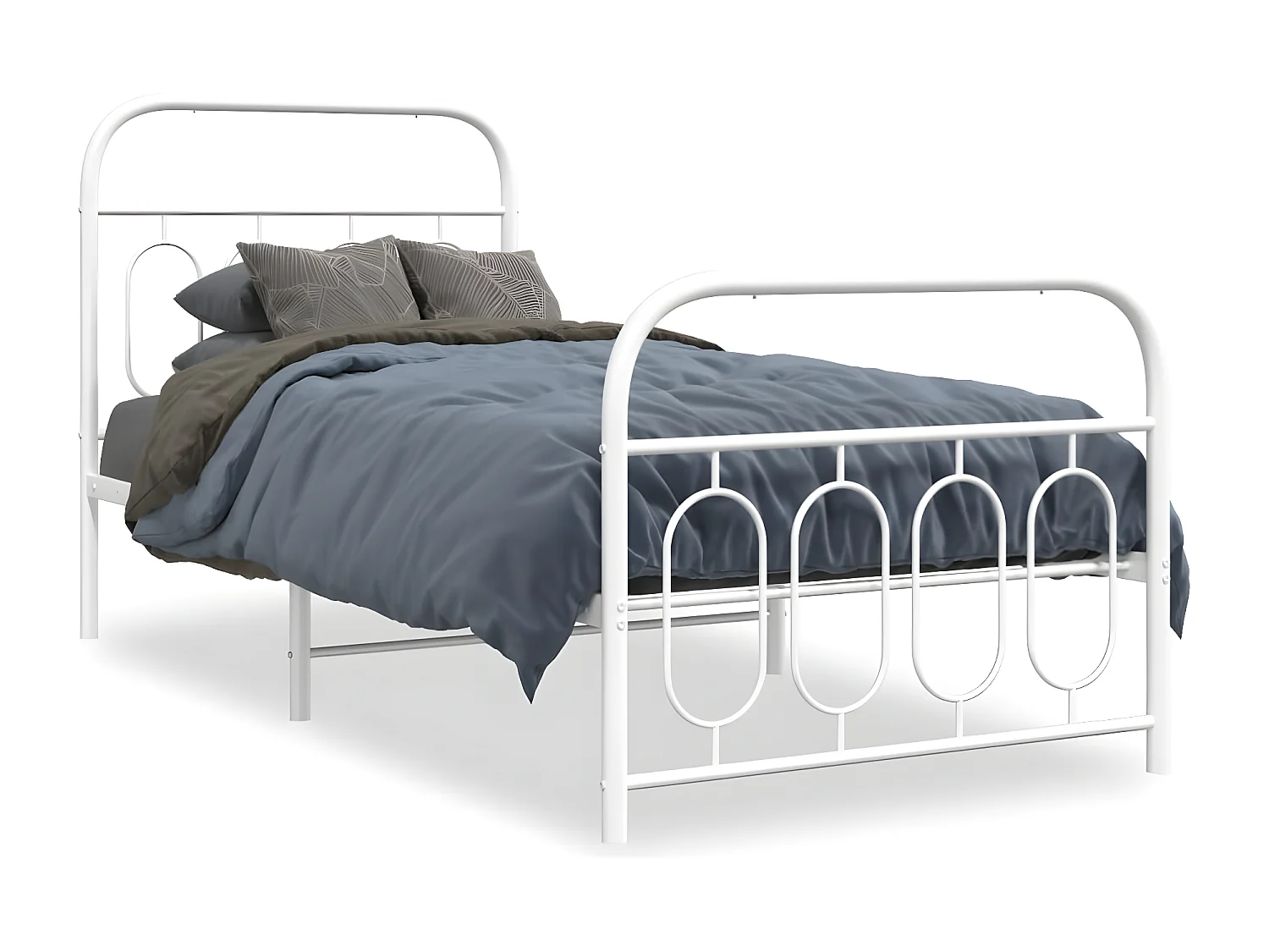Estructura cama metal con cabecero y pie cama blanca 90x190 cm