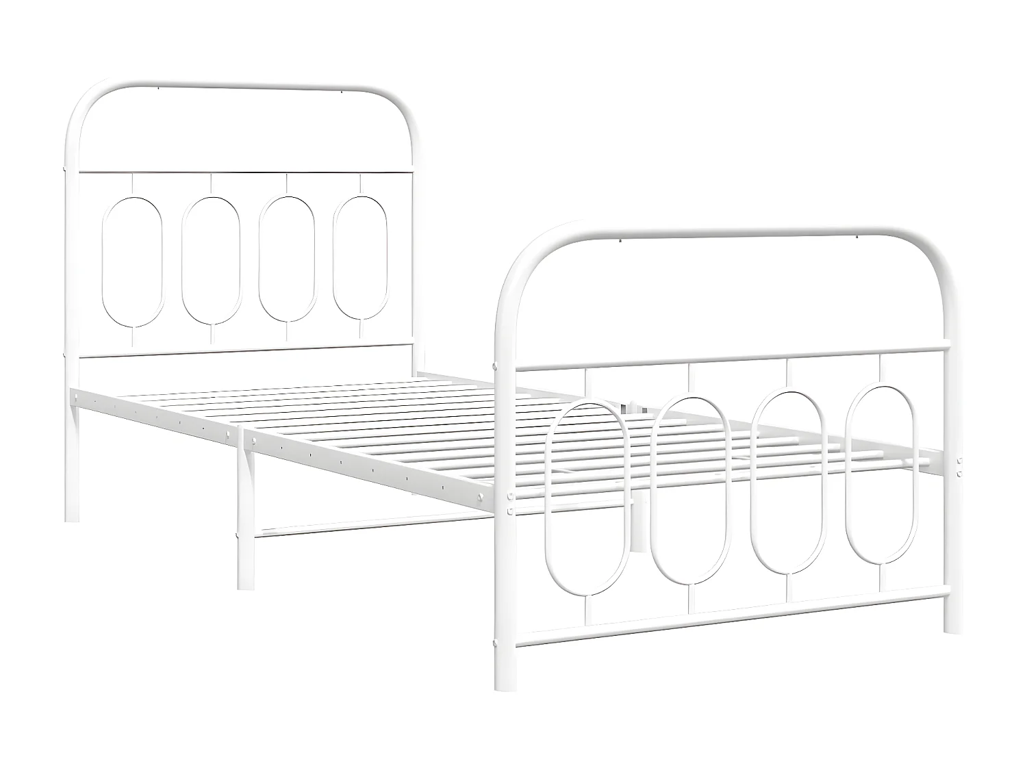 Estructura cama metal con cabecero y pie cama blanca 90x190 cm