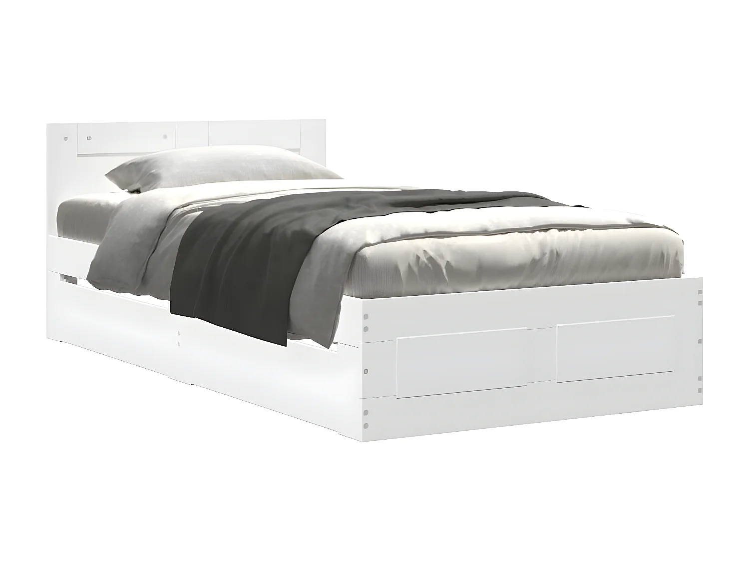 Estructura cama con cabecero madera ingeniería blanca 75x190 cm