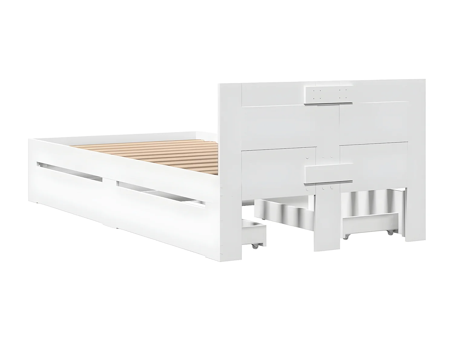 Estructura cama con cabecero madera ingeniería blanca 75x190 cm