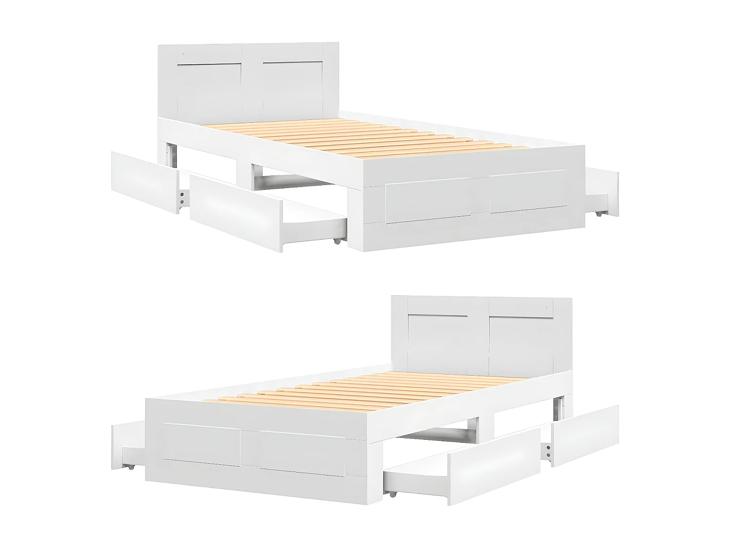 Estrutura cama cabeceira 75x190 cm derivados de madeira branco