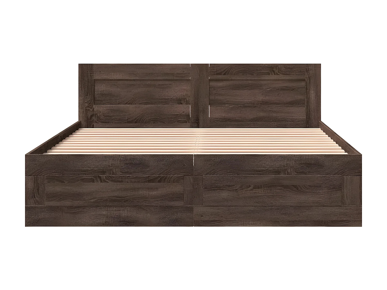Cama con cabecero madera de ingeniería marrón roble 160x200 cm