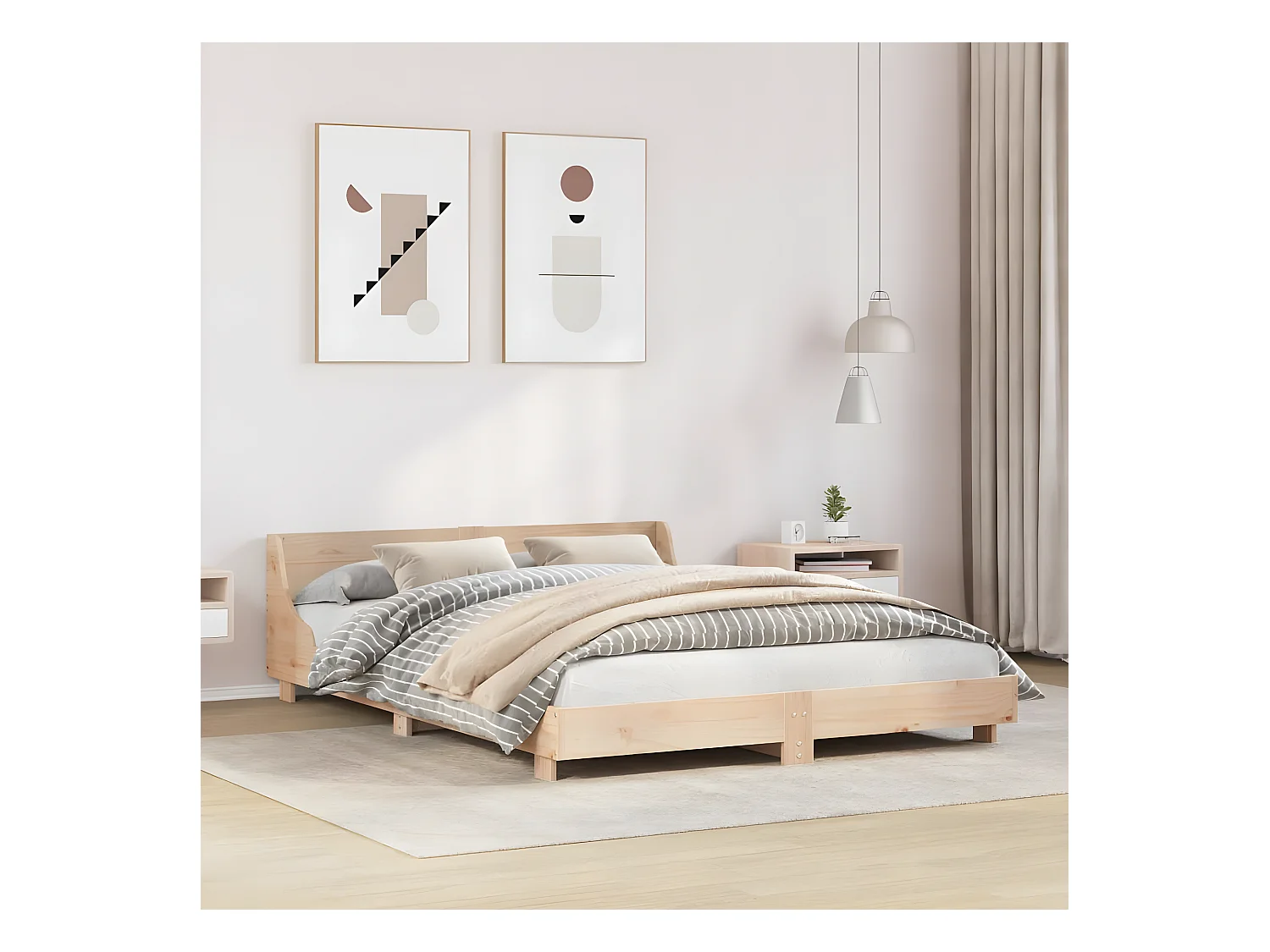 Estructura de cama sin colchón madera maciza de pino 120x190 cm