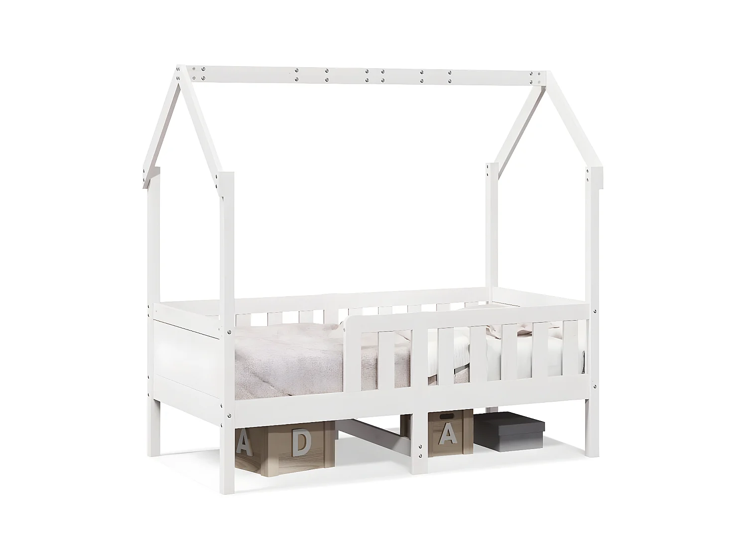 Cadre de lit d'enfants forme de maison 80x160cm bois pin massif