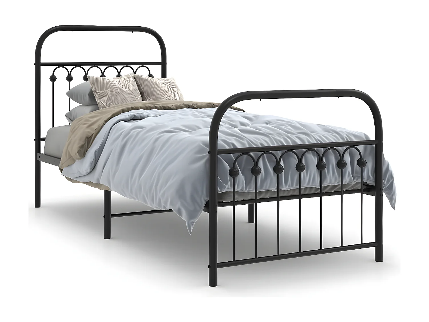 Estructura de cama con cabecero y estribo metal negro 80x200 cm