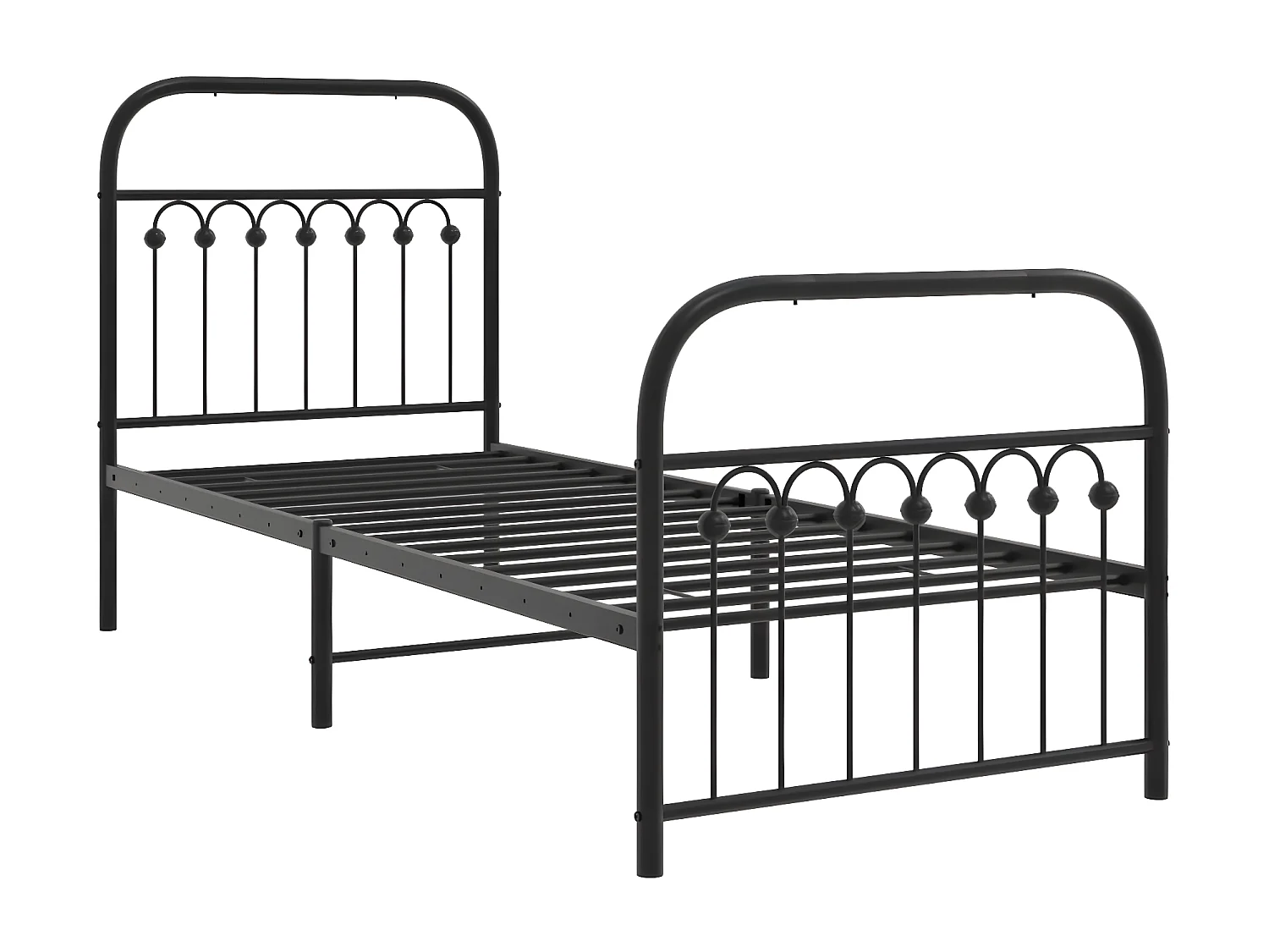 Estructura de cama con cabecero y estribo metal negro 80x200 cm