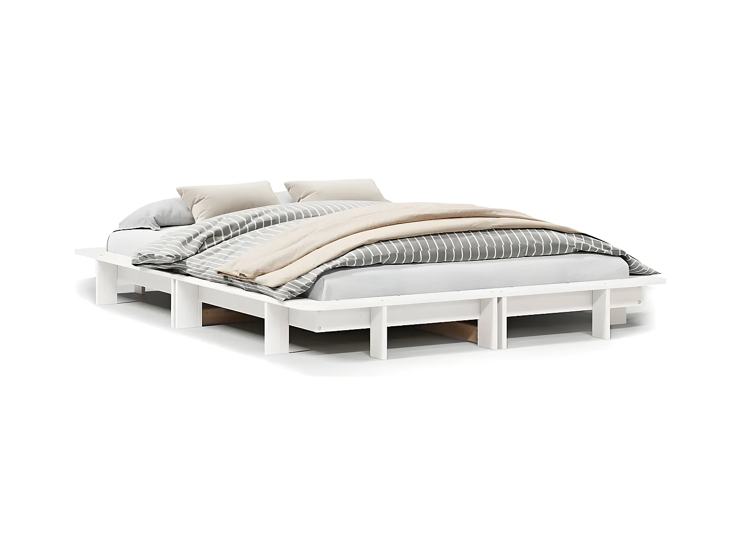 Cadre de lit sans matelas blanc 120x190 cm bois de pin massif