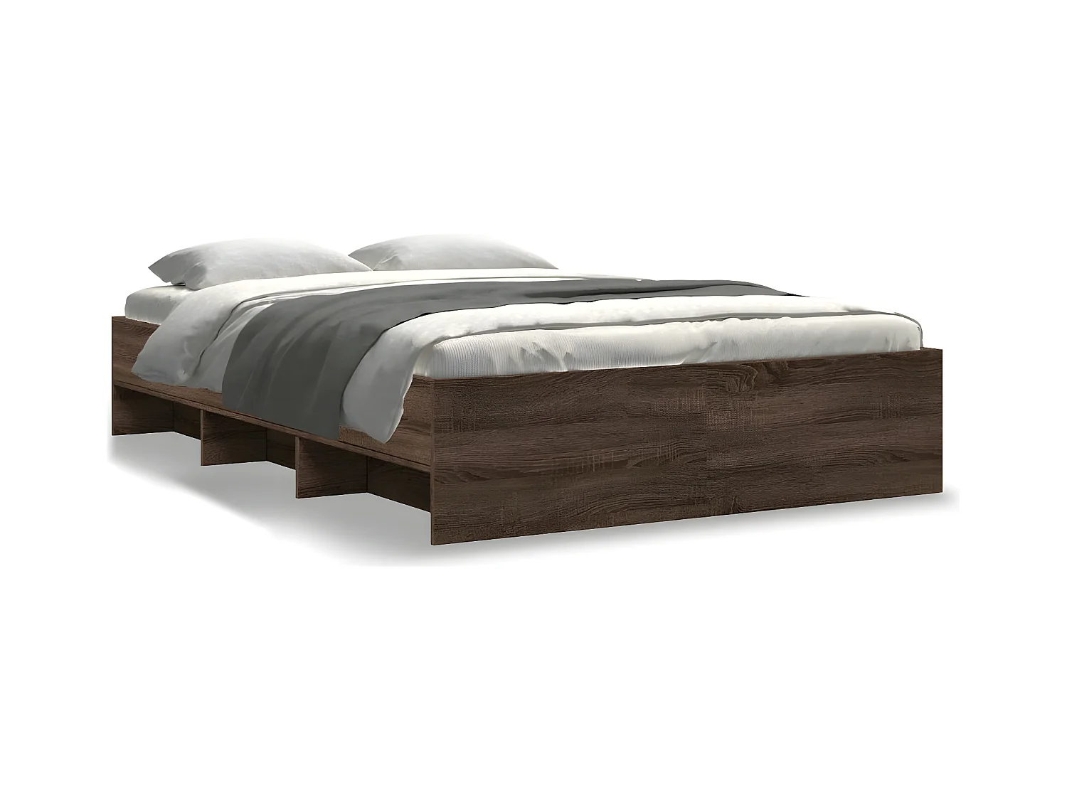 Estrutura de cama 140x200cm derivados madeira carvalho castanho