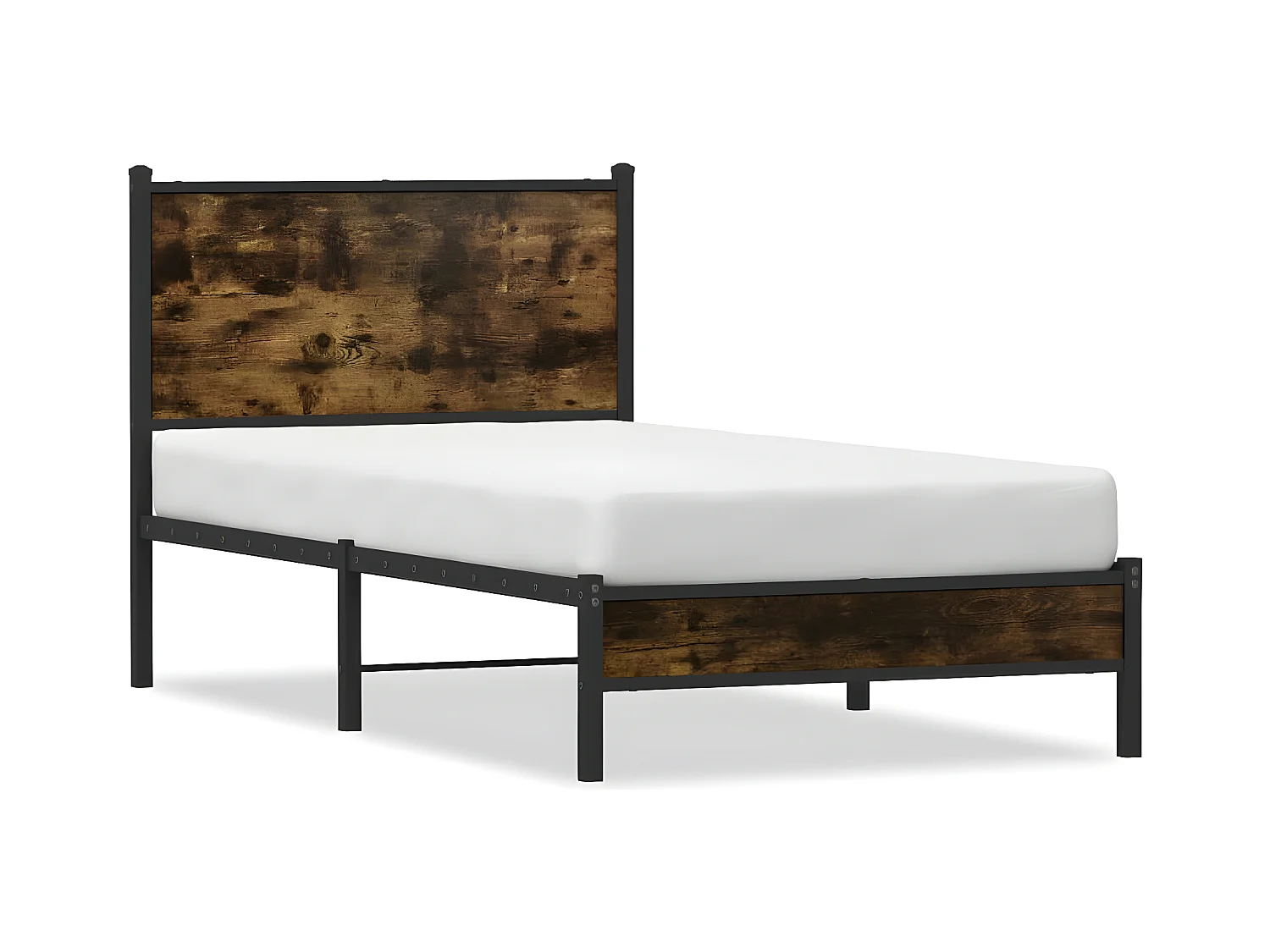 Estructura de cama con cabecero metal roble ahumado 90x190 cm