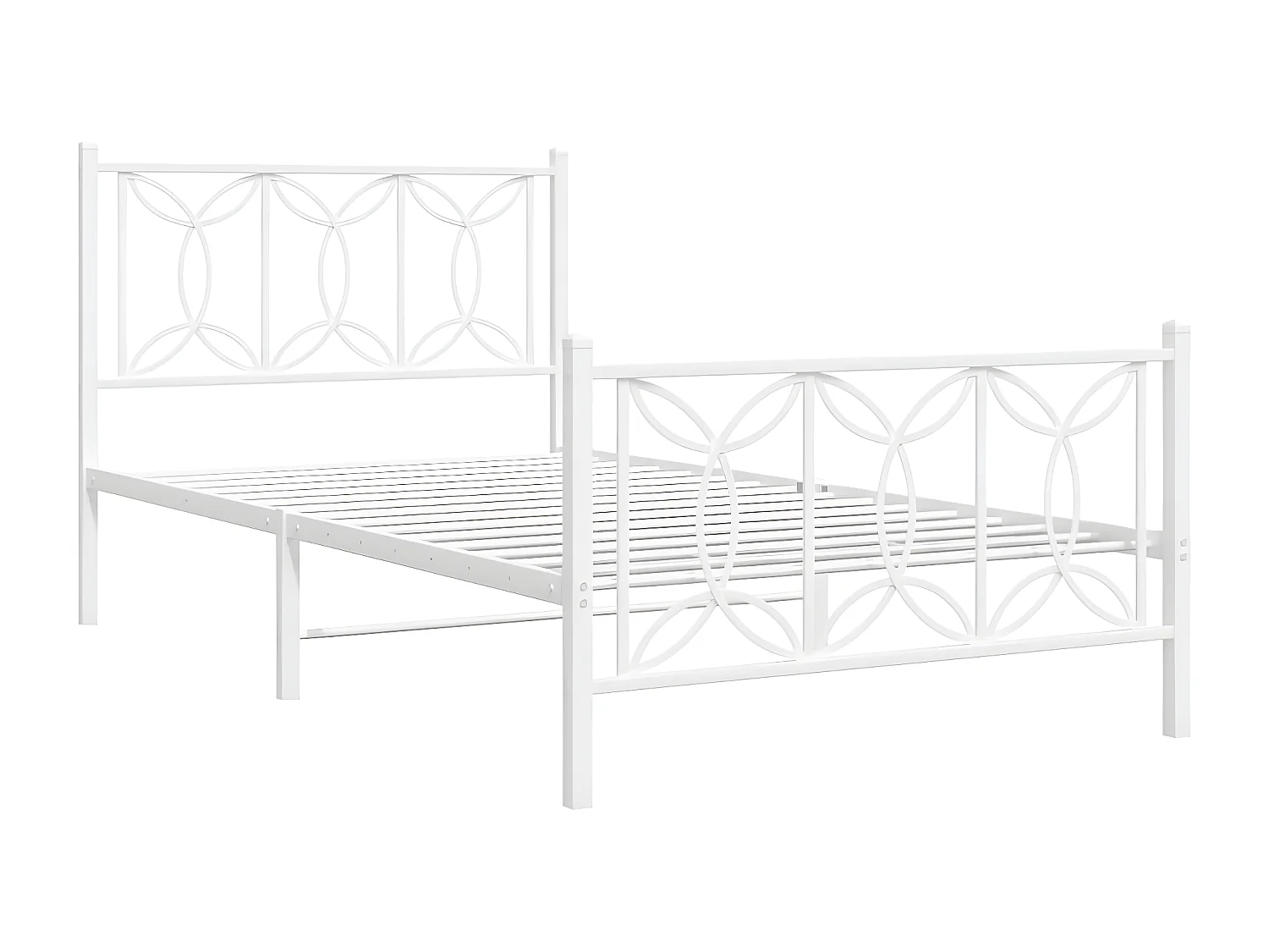 Cadre de lit métal avec tête de lit/pied de lit blanc 100x190cm