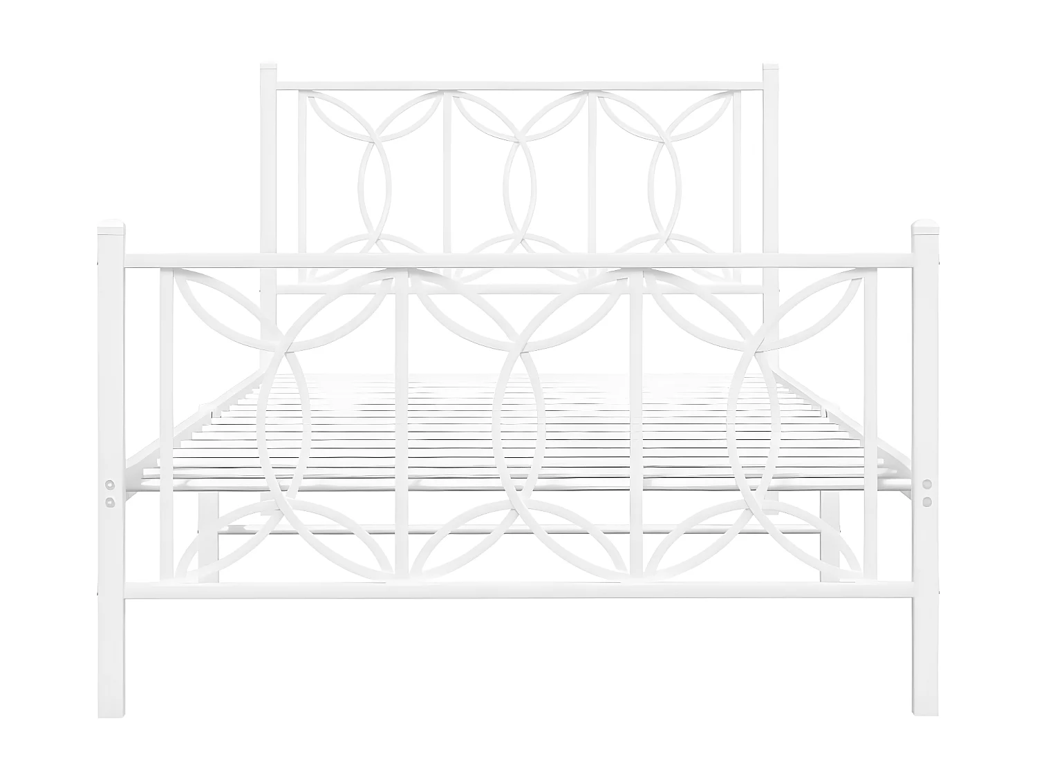 Cadre de lit métal avec tête de lit/pied de lit blanc 100x190cm